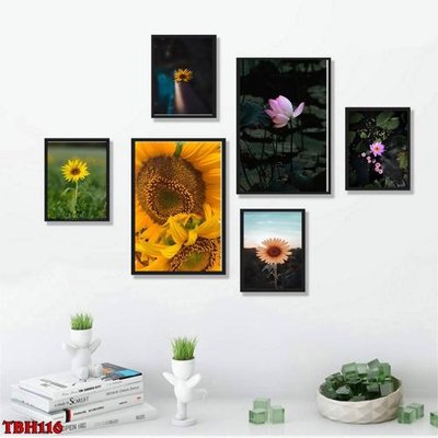 File gốc File tranh bộ 6 tấm hoa sen hoa hướng dương TBH116 (phong cách) châu Âu