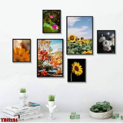 Tải file File tranh bộ 6 tấm hoa sen hoa hướng dương TBH121 (PSD) cho in tranh 3D