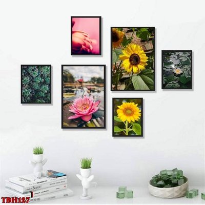 Tải file gốc File tranh bộ 6 tấm hoa sen hoa hướng dương TBH127 (in khổ lớn) không vỡ