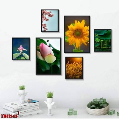 Tải file File tranh bộ 6 tấm hoa sen hoa hướng dương TBH145 (gốc) chủ đề hoa sen