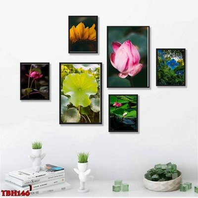 File in trần File tranh bộ 6 tấm hoa sen hoa hướng dương TBH146 (file gốc) chủ đề vũ trụ