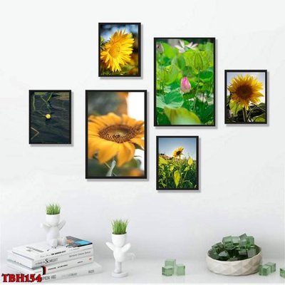 File gốc File tranh bộ 6 tấm hoa sen hoa hướng dương TBH154 (thiết kế) cho in ấn