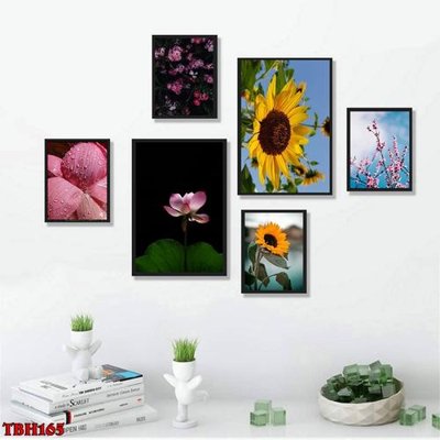 Tải file File tranh bộ 6 tấm hoa sen hoa hướng dương TBH165 (PSD) cho in ấn quảng cáo