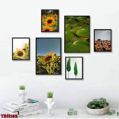 Mua file gốc File tranh bộ 6 tấm hoa sen hoa hướng dương TBH182 (in ấn) tại Filetranh.com