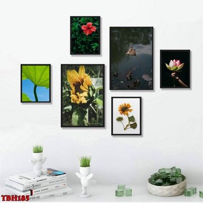 File in lụa File tranh bộ 6 tấm hoa sen hoa hướng dương TBH185 (chất lượng cao) File tranh bộ 6 tấm hoa sen hoa hướng dương TBH185
