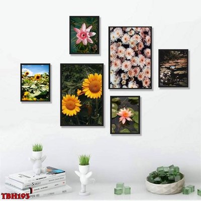 File gốc File tranh bộ 6 tấm hoa sen hoa hướng dương TBH193 (phiên bản chuẩn) để in ấn