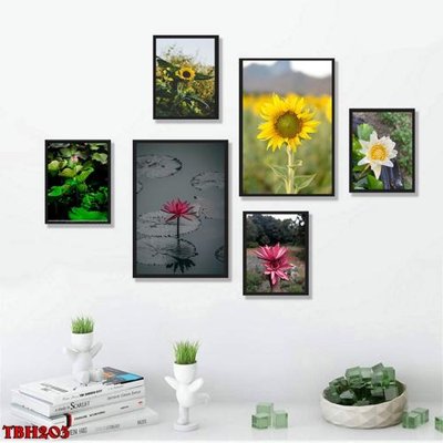 File tranh File tranh bộ 6 tấm hoa sen hoa hướng dương TBH203 (gốc) chủ đề tĩnh vật