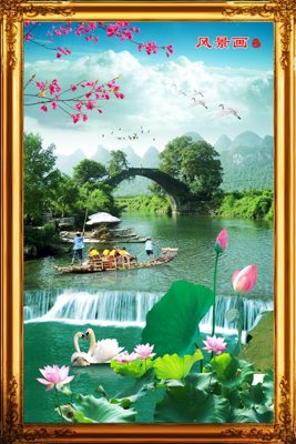 Tải file File tranh đứng lối vào TD2579 (PSD) cho in ấn quảng cáo