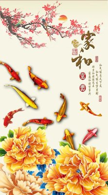 Tải file File tranh đứng lối vào TD2692 (gốc) chủ đề hoa sen