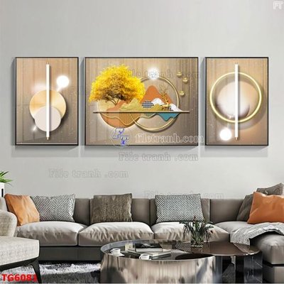 File in trần File bộ tranh treo tráng gương TG6081 (bản gốc) hoa văn