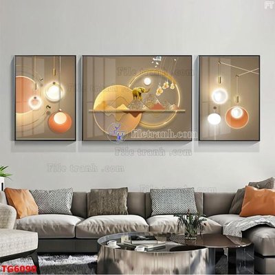 File tranh gốc File bộ tranh treo tráng gương TG6090 chủ đề hiện đại