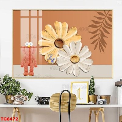 File in trần File bộ tranh treo tráng gương TG6472 (file gốc) hoa văn 3D