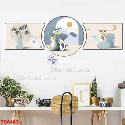File ảnh File bộ tranh treo tráng gương TG6482 (gốc) cho trang trí nhà hàng