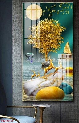 File in trần File tranh bộ in tráng gương hiện đại TK1013 (bản gốc) 5D