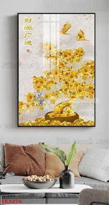 Tải file File tranh bộ in tráng gương hiện đại TK1274 (gốc) chủ đề phong thủy