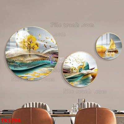 File gốc File bộ tranh treo tráng gương TK1794 (in mica) trang trí