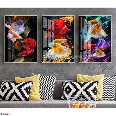 File in trần File tranh bộ in tráng gương hiện đại TK676 (bản gốc 3D) sống động