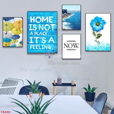 File gốc File tranh bộ in tráng gương hiện đại TK680 (in lụa) tranh thuận buồm