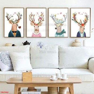 File gốc File tranh bộ in tráng gương hiện đại TK702 (in lụa) tranh phong thủy