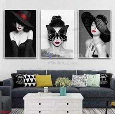 File gốc File tranh bộ in tráng gương hiện đại TK725 (in lụa) cao cấp