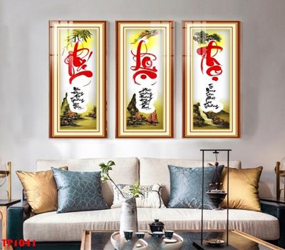 File tranh in trần 3D File tranh thư pháp TP1041 (ảnh gốc)