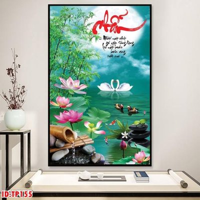 File in trần File tranh thư pháp TP155 (bản gốc 3D) sống động