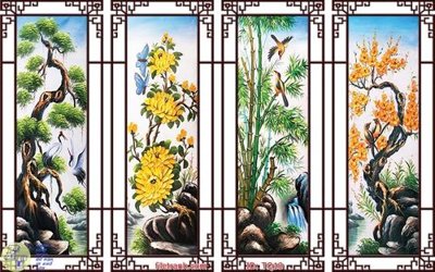 File PSD File tranh tứ quý TQ10 (gốc) tách lớp chi tiết