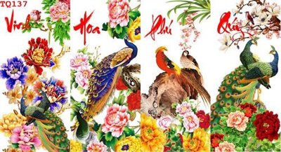 File in lụa File tranh tứ quý TQ137 (chất lượng cao) File tranh tứ quý TQ137