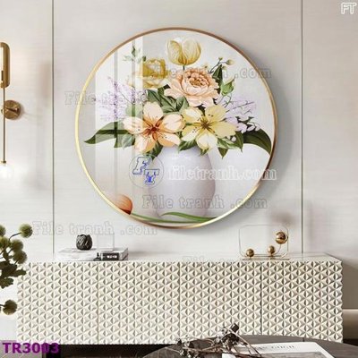 File gốc File tranh tròn hiện đại TR3003 (in lụa) tranh mã đáo