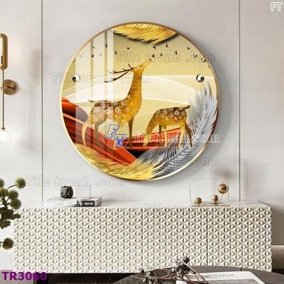 File tranh File tranh tròn hiện đại TR3060 (bản gốc) in lụa dán tường