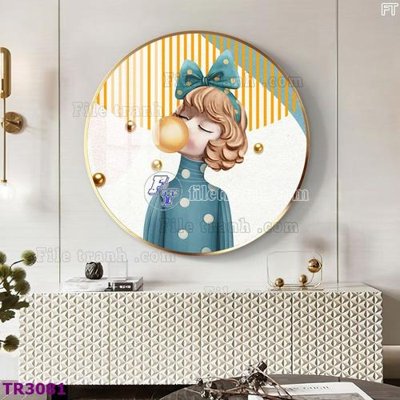File tranh File tranh tròn hiện đại TR3081 (bản gốc) in lụa 3D