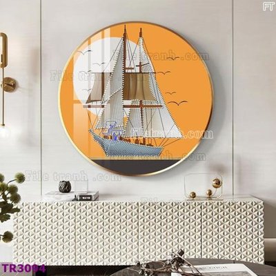 File tranh gốc in trần nhà File tranh tròn hiện đại TR3094 3D