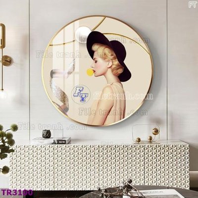 File gốc File tranh tròn hiện đại TR3100 (in mica) trang trí