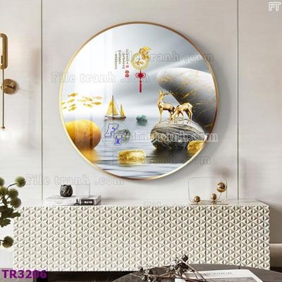 Ảnh gốc File tranh tròn hiện đại TR3206 (độ nét cao) in tráng gương