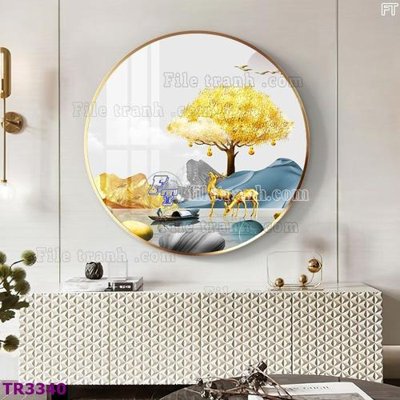 File tranh in tráng gương File tranh tròn hiện đại TR3340 (siêu nét)