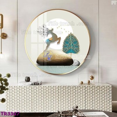 File in trần File tranh tròn hiện đại TR3347 (file gốc) xuyên sáng