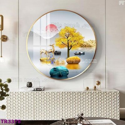 Hình ảnh file gốc in trần nhà File tranh tròn hiện đại TR3378