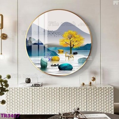 File gốc File tranh tròn hiện đại TR3427 (in mica) cắt laser