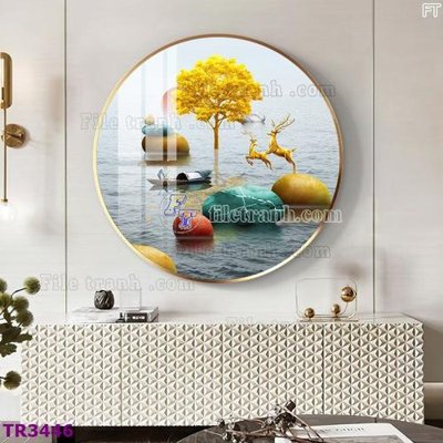 File gốc File tranh tròn hiện đại TR3446 (PNG) không nền chất lượng