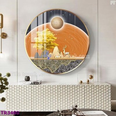 File tranh gốc File tranh tròn hiện đại TR3480 (sắc nét từng chi tiết)