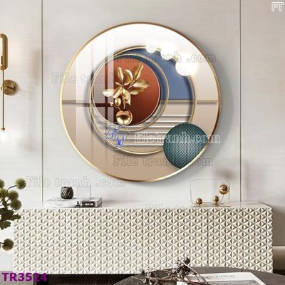 File gốc File tranh tròn hiện đại TR3524 (in lụa) hoa văn cổ điển