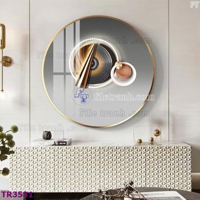 File gốc File tranh tròn hiện đại TR3531 (in lụa) họa tiết 3D