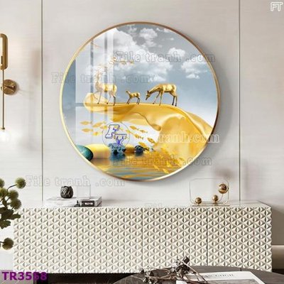 File tranh in trần File tranh tròn hiện đại TR3558 (ảnh gốc siêu nét)