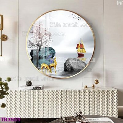 Tải file File tranh tròn hiện đại TR3559 (gốc) chủ đề phong thủy