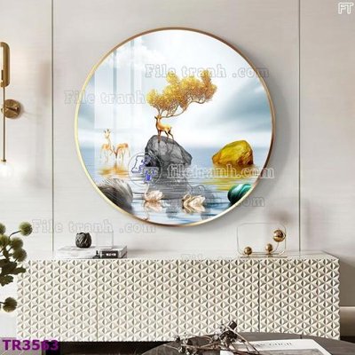 File ảnh File tranh tròn hiện đại TR3563 (gốc) in PP, decal