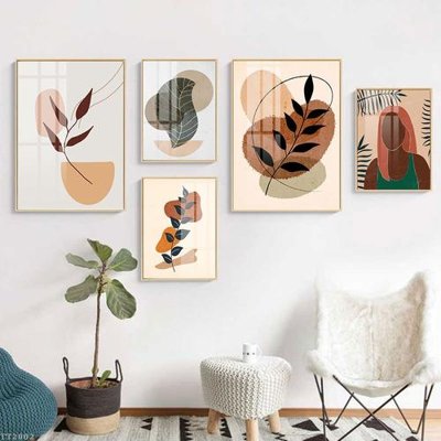 File gốc File tranh treo 5 tấm tối giản Minimalist Art TT2002 (in lụa) họa tiết 3D