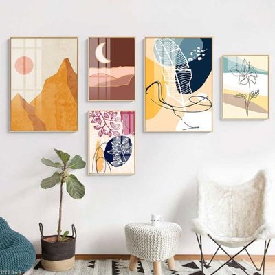 Chi tiết file tranh tráng gương File tranh treo 5 tấm tối giản Minimalist Art TT2069 (ảnh gốc)