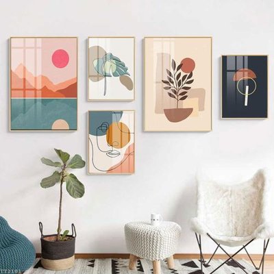 File gốc in ấn File tranh treo 5 tấm tối giản Minimalist Art TT2101 chuẩn màu CMYK