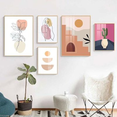 Download file gốc File tranh treo 5 tấm tối giản Minimalist Art TT2108 (in lụa) nghệ thuật