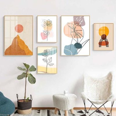 File tranh in trần 3D File tranh treo 5 tấm tối giản Minimalist Art TT2139 (ảnh gốc)